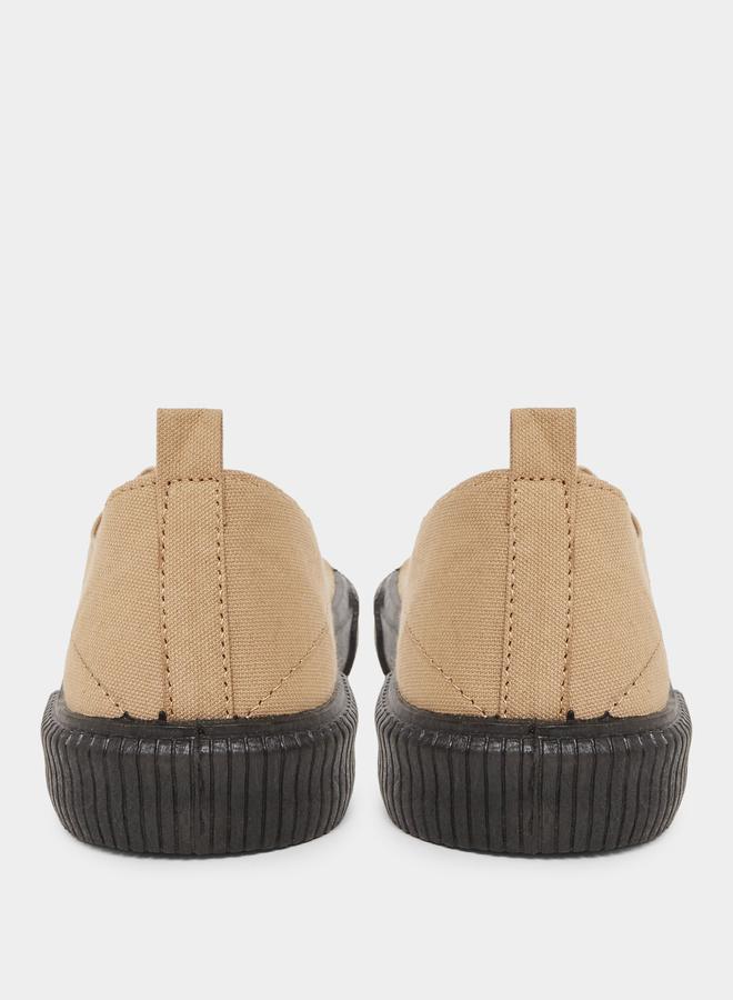 Styli Men Beige Canvas Sneakers with Black Sole - Image 4